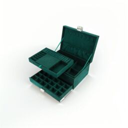 Modcraft Women's 3 Layer Green Jewellery Box for Storage & Display in Dark Green - Size: Standard - thumbnail 3
