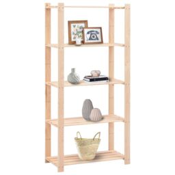 Berkfield Home 5-Tier Storage Racks 2 pcs 80x38x170 cm Solid Pinewood 250 kg in Beige - Size: 80 x 38 x 170 cm - thumbnail 2