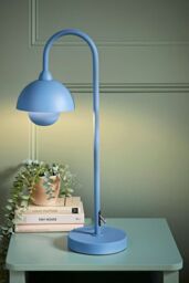 ValueLights Tilly Pastel Arched Dome Shade Metal Table Lamp in Blue - thumbnail 1