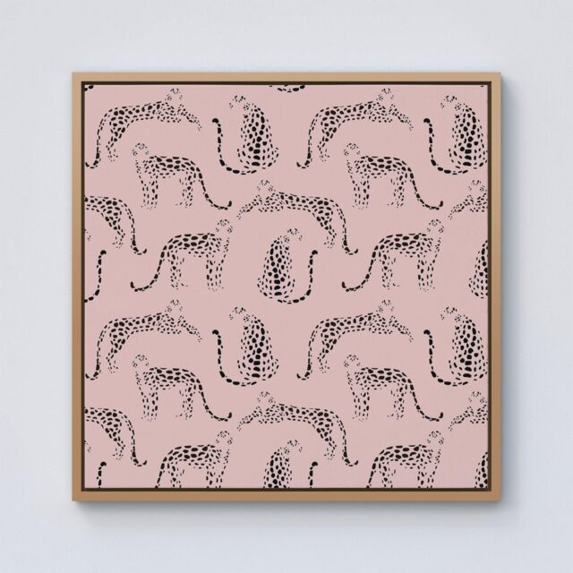 Warren Reed - Designer Abstract Leopard Pattern Framed Canvas in Light Brown - Size: w40 inch x h40 inch - image 1