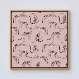 Warren Reed - Designer Abstract Leopard Pattern Framed Canvas in Light Brown - Size: w40 inch x h40 inch - thumbnail 1