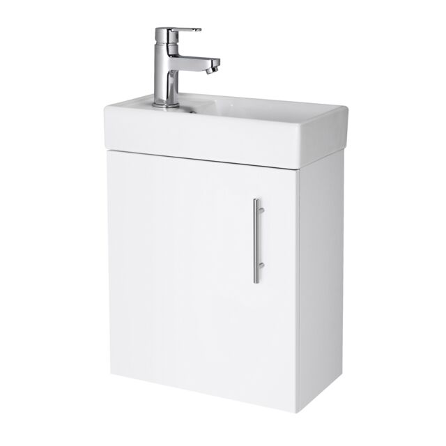 Balterley Cloakroom Wall Hung 1 Door Vanity Unit with Basin Gloss White 400mm - image 1