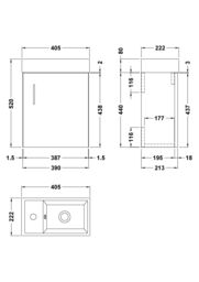Balterley Cloakroom Wall Hung 1 Door Vanity Unit with Basin Gloss White 400mm - thumbnail 8