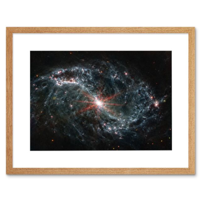 "Artery8 Wall Art Print NASA James Webb Telescope NGC 7496 Intricate Network Gas Dust Galaxies Artwork Framed 9X7 Inch in Beige - Size: W7"" x H9""" - image 1