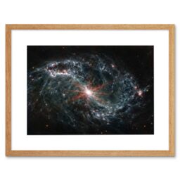 "Artery8 Wall Art Print NASA James Webb Telescope NGC 7496 Intricate Network Gas Dust Galaxies Artwork Framed 9X7 Inch in Beige - Size: W7"" x H9""" - thumbnail 1