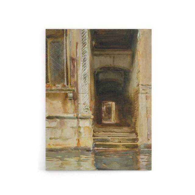 "Artery8 Venetian Passageway Watercolour Sargent Canvas Wall Art Print in Brown - Size: W18"" x H24""" - image 1