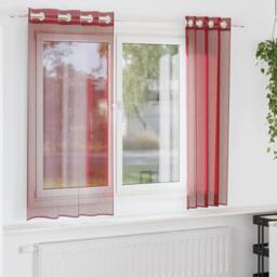Berkfield Home Voile Curtains with Grommets 2 pcs Wine Red - thumbnail 2