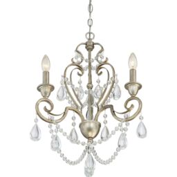Loops 3 Bulb Chandelier Hanging Pendant LIght Vintage Gold LED E14 60W Bulb - thumbnail 2