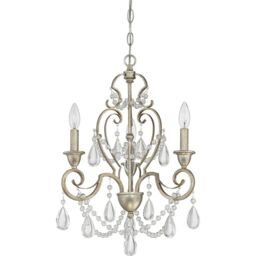 Loops 3 Bulb Chandelier Hanging Pendant LIght Vintage Gold LED E14 60W Bulb - thumbnail 1