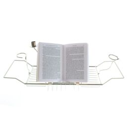 mysmartbuy Expandable Chrome Over Bath Rack Organiser with Book, Drink & Candle Holders - Extends From 62cm to 90cm in Silver - thumbnail 6