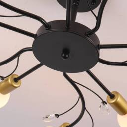 NIVOR 10 light Crystal Chandelier Mid Century Flush Mount Ceiling Lamp E27 in Black - thumbnail 8