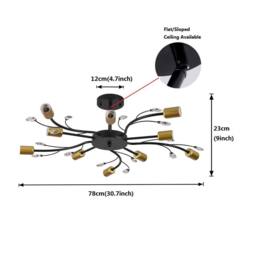NIVOR 10 light Crystal Chandelier Mid Century Flush Mount Ceiling Lamp E27 in Black - thumbnail 2