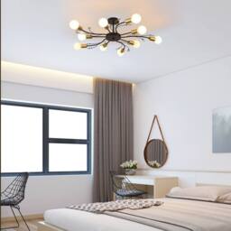 NIVOR 10 light Crystal Chandelier Mid Century Flush Mount Ceiling Lamp E27 in Black - thumbnail 5