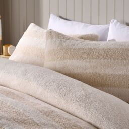 OHS Tufted Boucle Stripe Duvet Cover with Pillowcase Bedding Set in Natural - Size: Single - thumbnail 2