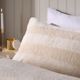 OHS Tufted Boucle Stripe Duvet Cover with Pillowcase Bedding Set in Natural - Size: Single - thumbnail 3