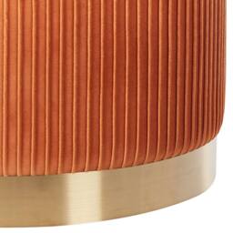 Wyld and Coco Set of 2 Orange Velvet Storage Pouffes Gold Base Modern Tufted - thumbnail 8
