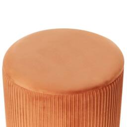 Wyld and Coco Set of 2 Orange Velvet Storage Pouffes Gold Base Modern Tufted - thumbnail 7