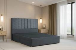 "Nexus Mattresses Ltd Kyoto Plush Divan Bed Base No Drawers - 54"" Headboard in Dark Grey - Size: Small Single" - thumbnail 1