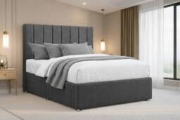 "Nexus Mattresses Ltd Kyoto Plush Divan Bed Base No Drawers - 54"" Headboard in Dark Grey - Size: Small Single" - thumbnail 2