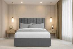 "Nexus Mattresses Ltd Kyoto Plush Divan Bed Base No Drawers - 54"" Headboard in Dark Grey - Size: Small Single" - thumbnail 3