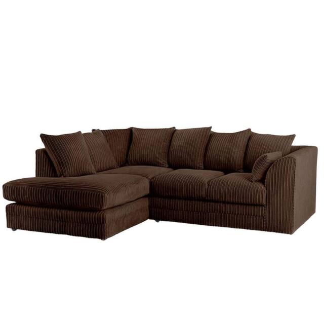Bliss Furniture Jumbo Cord Scatter Back 4-Seater Left Hand Corner Sofa in Brown Colour - Size: 4 Person - image 1