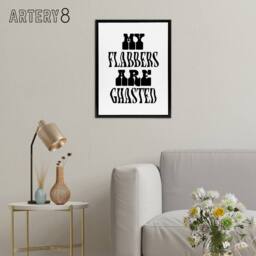 "Artery8 My Flabbers Are Ghasted Black & White Funny Framed Canvas Art Print - Size: W12"" x H16""" - thumbnail 3
