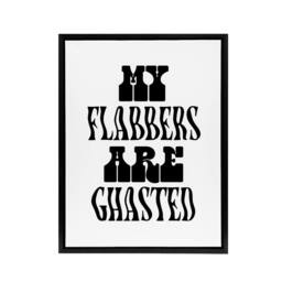 "Artery8 My Flabbers Are Ghasted Black & White Funny Framed Canvas Art Print - Size: W12"" x H16""" - thumbnail 1