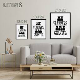 "Artery8 My Flabbers Are Ghasted Black & White Funny Framed Canvas Art Print - Size: W12"" x H16""" - thumbnail 4