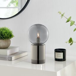 FurnitureboxUK Hattie Industrial Smoked Glass & Silver Table Desk Lamp - thumbnail 1
