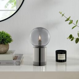 Hattie Industrial Smoked Glass and Silver Table Desk Lamp - thumbnail 3