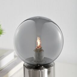 FurnitureboxUK Hattie Industrial Smoked Glass & Silver Table Desk Lamp - thumbnail 3