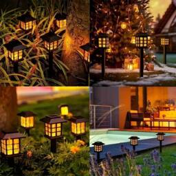 NESTLUNE Solar LED Flickering Flame Torch Stake Lights 6 in Black - thumbnail 5