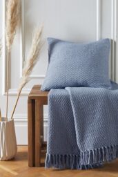 Drift Home 'Hayden' Filled 100% Cotton Basket Weave Cushion in Blue - Size: 43 cm x 43 cm