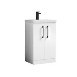 Balterley Modern Bathroom 2 Soft Close Door Vanity Unit Basin, White, 500mm in White - thumbnail 1