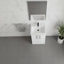 Balterley Modern Bathroom 2 Soft Close Door Vanity Unit Basin, White, 500mm in White - thumbnail 4