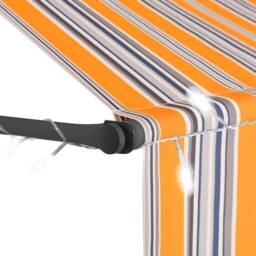 Berkfield Home Manual Retractable Awning with LED 300 cm Yellow & Blue - thumbnail 4