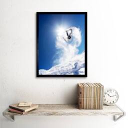 "Artery8 Photograph Sport Snowboarding Jump Air Sun Snow 12x16"" Framed Art in Blue - Size: W12"" x H16""" - thumbnail 2