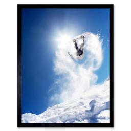 "Artery8 Photograph Sport Snowboarding Jump Air Sun Snow 12x16"" Framed Art in Blue - Size: W12"" x H16""" - thumbnail 1