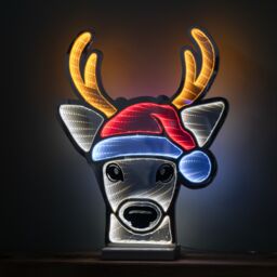 Samuel Alexander Lightup Christmas Deer Head in Santa Hat Infinity Decoration with LEDs - thumbnail 4