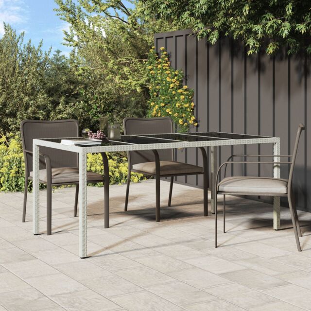 Berkfield Home Garden Dining Table White 190x90x75 cm Poly Rattan - Size: 190 x 90 x 75 cm - image 1