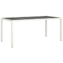 Berkfield Home Garden Dining Table White 190x90x75 cm Poly Rattan - Size: 190 x 90 x 75 cm - thumbnail 2