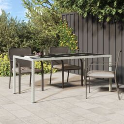 Berkfield Home Garden Dining Table White 190x90x75 cm Poly Rattan - Size: 190 x 90 x 75 cm - thumbnail 1