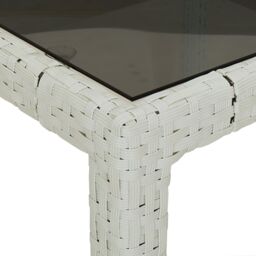 Berkfield Home Garden Dining Table White 190x90x75 cm Poly Rattan - Size: 190 x 90 x 75 cm - thumbnail 5