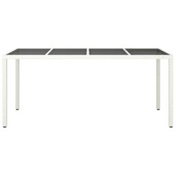 Berkfield Home Garden Dining Table White 190x90x75 cm Poly Rattan - Size: 190 x 90 x 75 cm - thumbnail 3