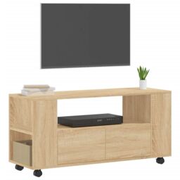 Berkfield Home TV Cabinet Sonoma Oak 102x34.5x43 cm Engineered Wood in Brown - thumbnail 3