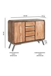 IH Design Auckley Acacia Wood & Metal Sideboard with Adjustable Shelf in Brown - thumbnail 5