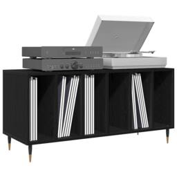 Berkfield Home Record Cabinet Black Oak 100x38x48 cm Engineered Wood - Size: 100 x 38 x 48 cm - thumbnail 3