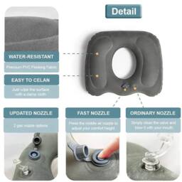 Kelvenix Inflatable Donut Ring Cushion in Grey - Size: 100 cm x 190 cm - thumbnail 2