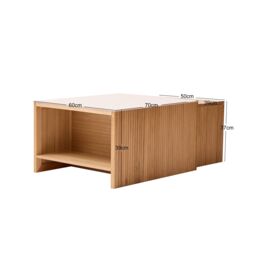 Nordlys Set of 2 Wooden Coffee Tables with Storage in Light Brown - thumbnail 5