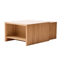 Nordlys Set of 2 Wooden Coffee Tables with Storage in Light Brown - thumbnail 9